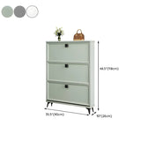 Drop Front Adjustable Wood Entryway Gray Medium Shoe Cabinet Image - 23