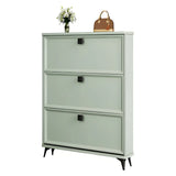 Drop Front Adjustable Wood Entryway Gray Medium Shoe Cabinet Image - 8