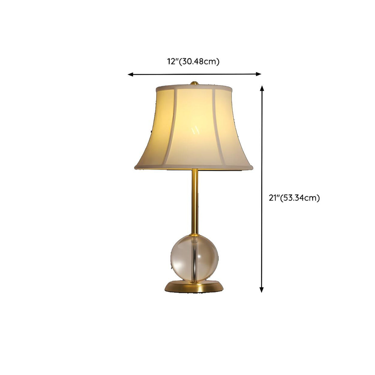 Drum-Shaped Shade Crystal Ball Base Bedside Table Lamp 