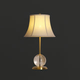 Drum-Shaped Shade Crystal Ball Base Bedside Table Lamp Image - 6