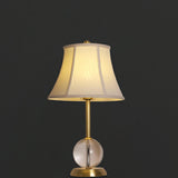 Drum-Shaped Shade Crystal Ball Base Bedside Table Lamp Image - 9