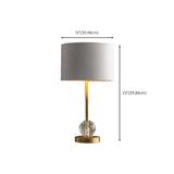 Drum-Shaped Shade Crystal Ball Metal Base Table Lamp #size