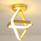 Dual Ring Gold LED Semi-Flush Mount Light Hallway Image - 5