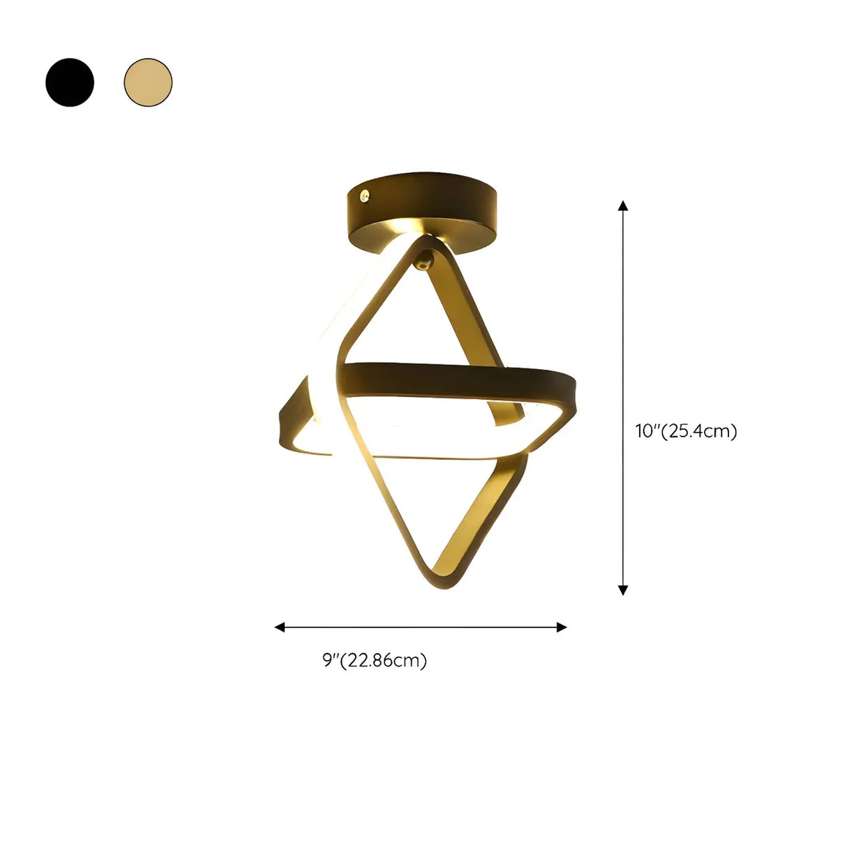 Dual Ring Gold LED Semi-Flush Mount Light Hallway 
