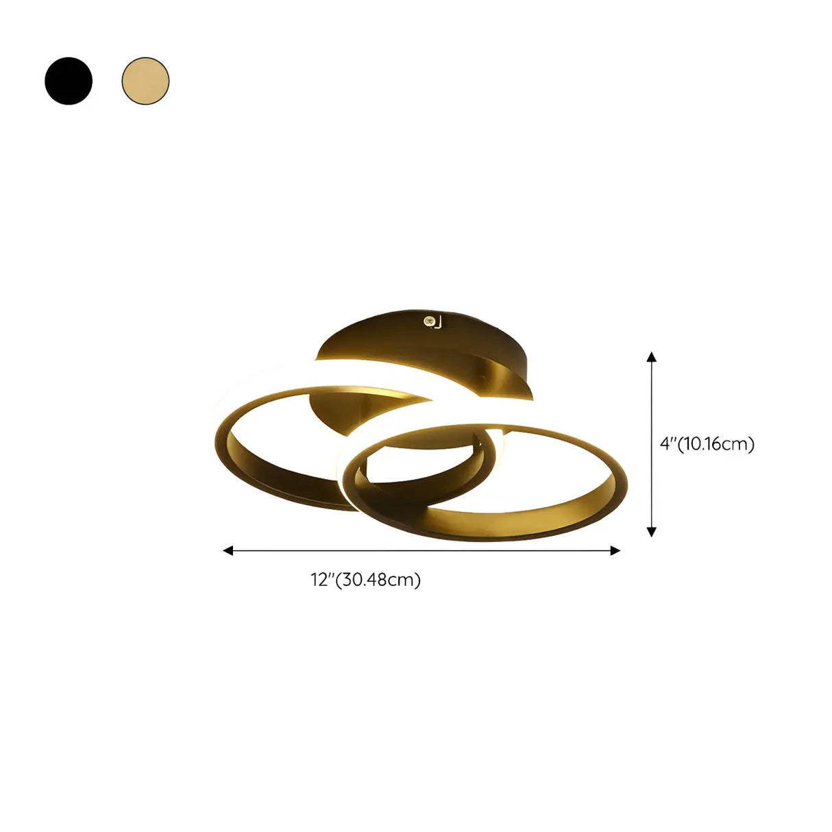 Dual Ring Gold LED Semi-Flush Mount Light Hallway Image - 8