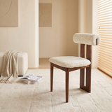 Rustic Upholstered Open Back Dining Chair with Wooden Frame