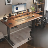 Electric Adjustable L-Shaped Wooden Computer Desk Image - 2