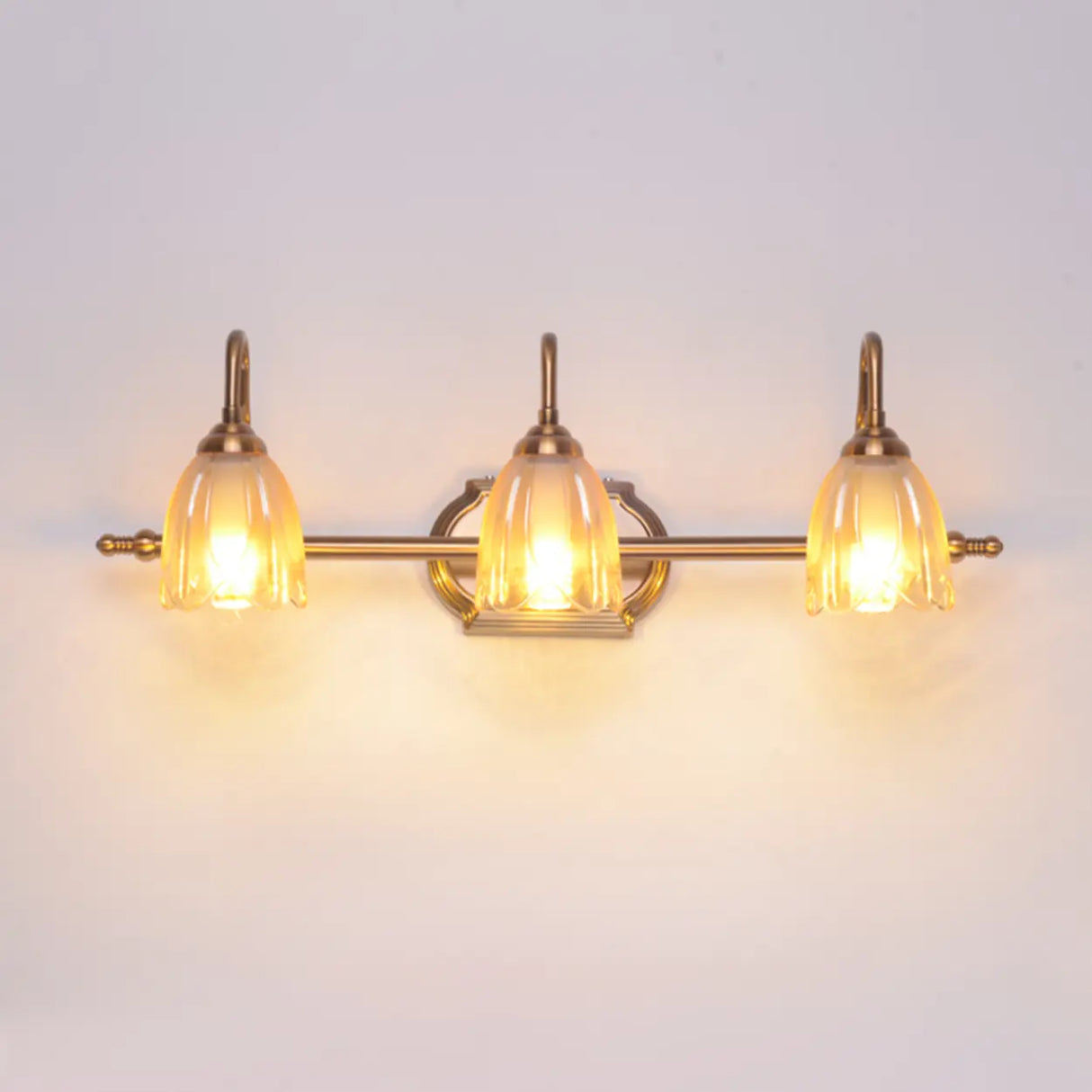 Elegant 3-Light Clear Glass Brass LED Vanity Light  Image - 4