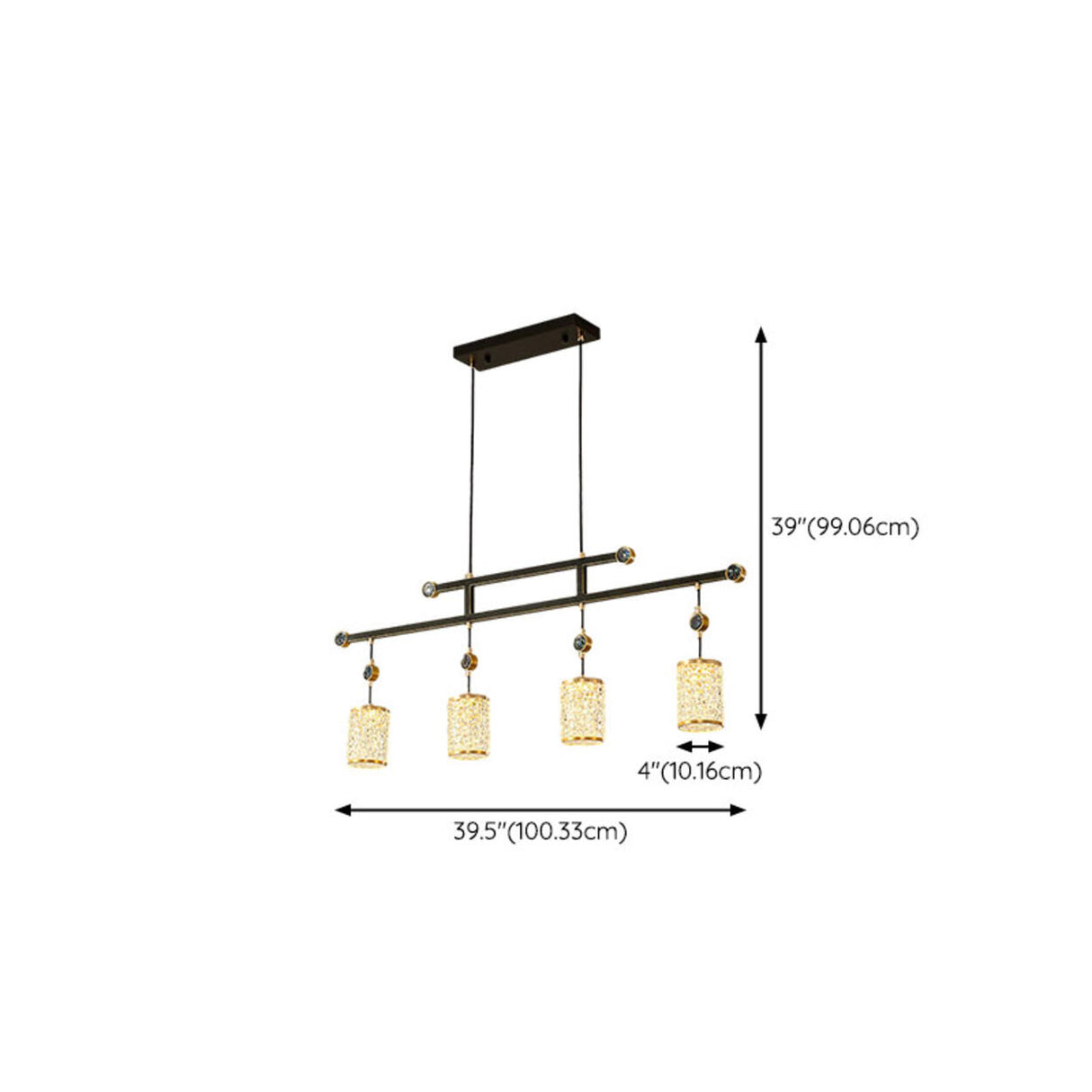 Elegant 4-Light Clear Cylindrical Island Pendant Light 