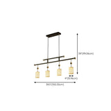 Elegant 4-Light Clear Cylindrical Island Pendant Light #size
