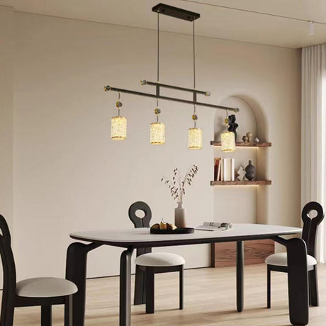 Elegant 4-Light Clear Cylindrical Island Pendant Light Image - 2