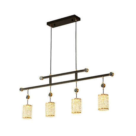 Elegant 4-Light Clear Cylindrical Island Pendant Light Image - 5