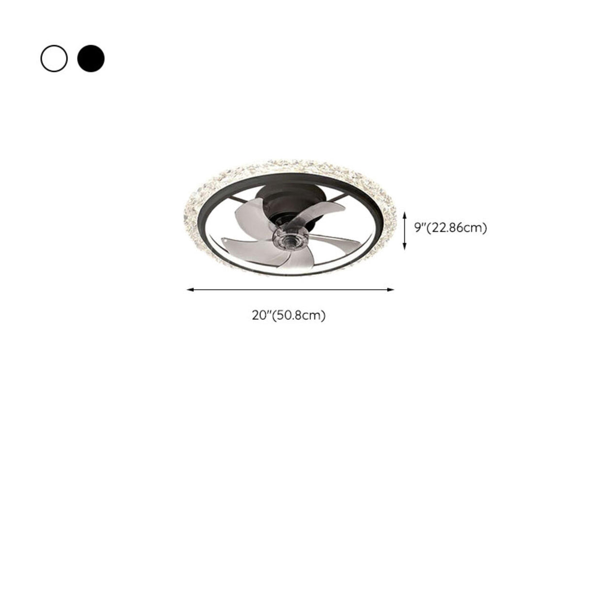 Elegant 5 Blade Circular Crystal LED Ceiling Fan Light 