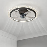 Elegant 5 Blade Circular Crystal LED Ceiling Fan Light Image - 9