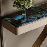 Elegant Abstract Blue Marble Storage Console Table Image - 10