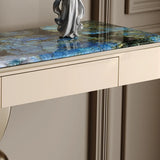 Elegant Abstract Blue Marble Storage Console Table Image - 11