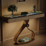 Elegant Abstract Blue Marble Storage Console Table Image - 5