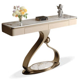 Elegant Abstract Blue Marble Storage Console Table Image - 7