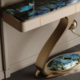 Elegant Abstract Blue Marble Storage Console Table Image - 8