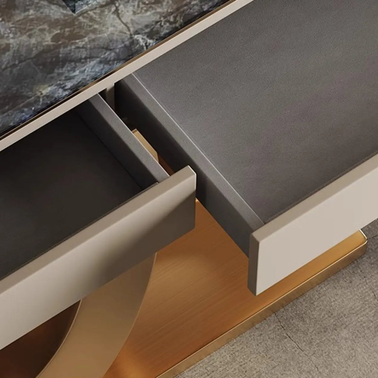 Elegant Abstract Blue Marble Storage Console Table Image - 9