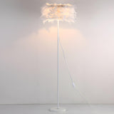 Elegant Adjustable Height Feather Arc Floor Lamp Image - 15