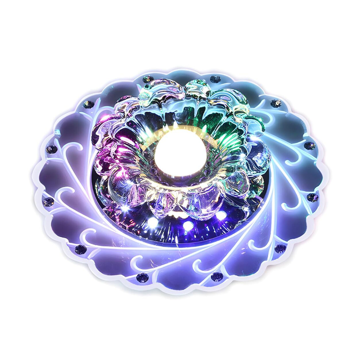 Elegant Aisle Pink Floral Crystal LED Flush Mount Light Image - 4