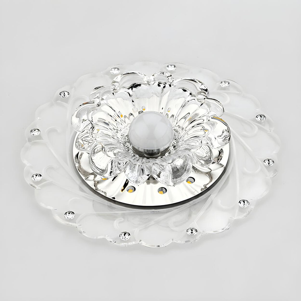 Elegant Aisle Pink Floral Crystal LED Flush Mount Light Image - 5