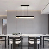 Elegant Alabaster Linear Adjustable Island Pendant Light Image - 4