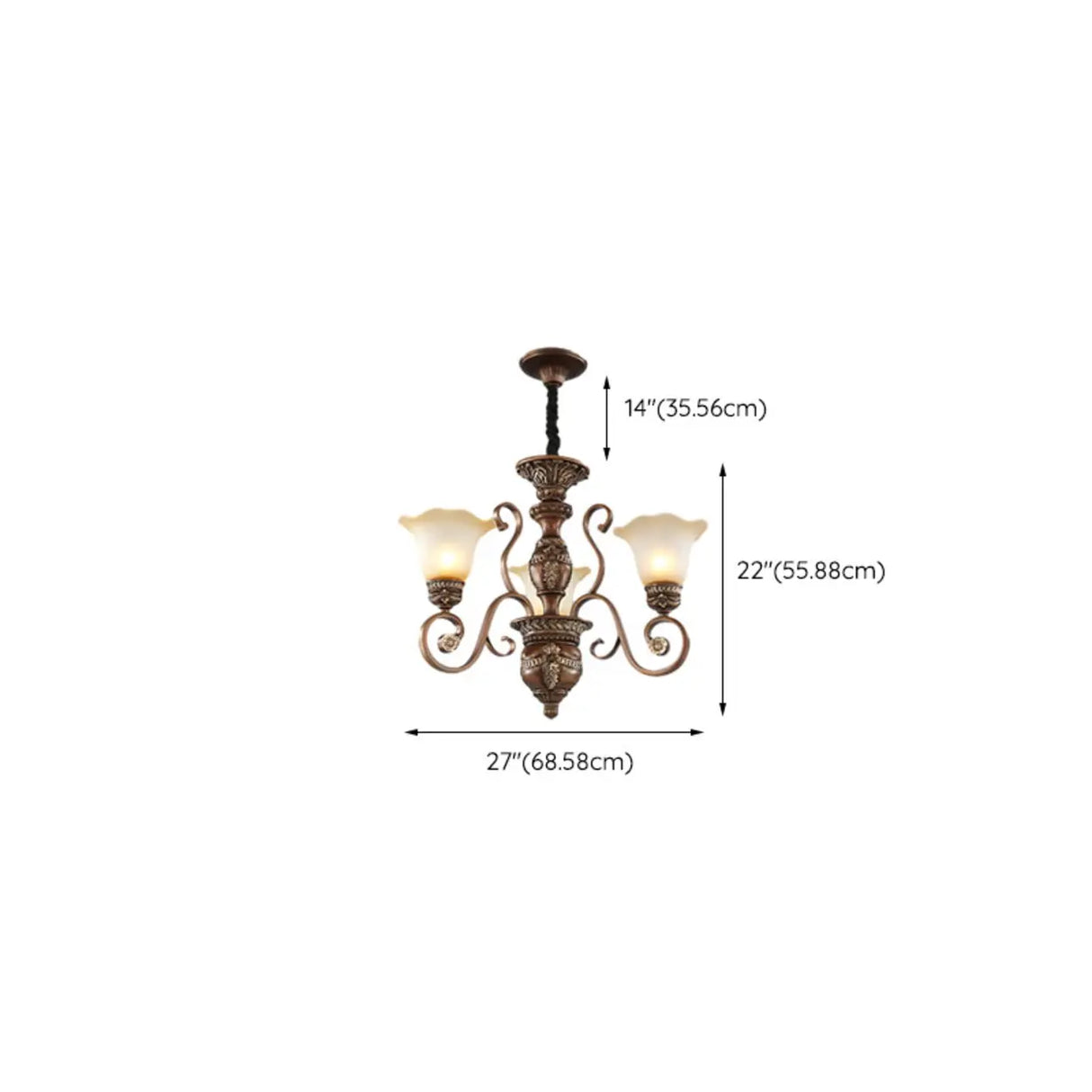 Elegant Antique Bronze 8-Light Vintage Ceiling Chandelier 