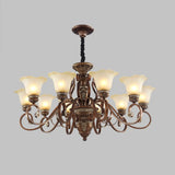 Elegant Antique Bronze 8-Light Vintage Ceiling Chandelier Image - 9
