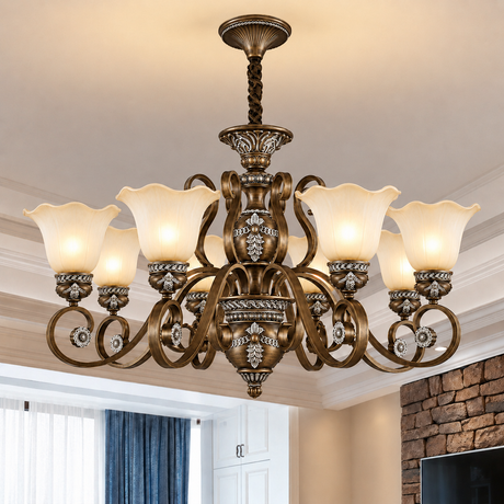Elegant Antique Bronze Vintage Ceiling Chandelier Image - 21