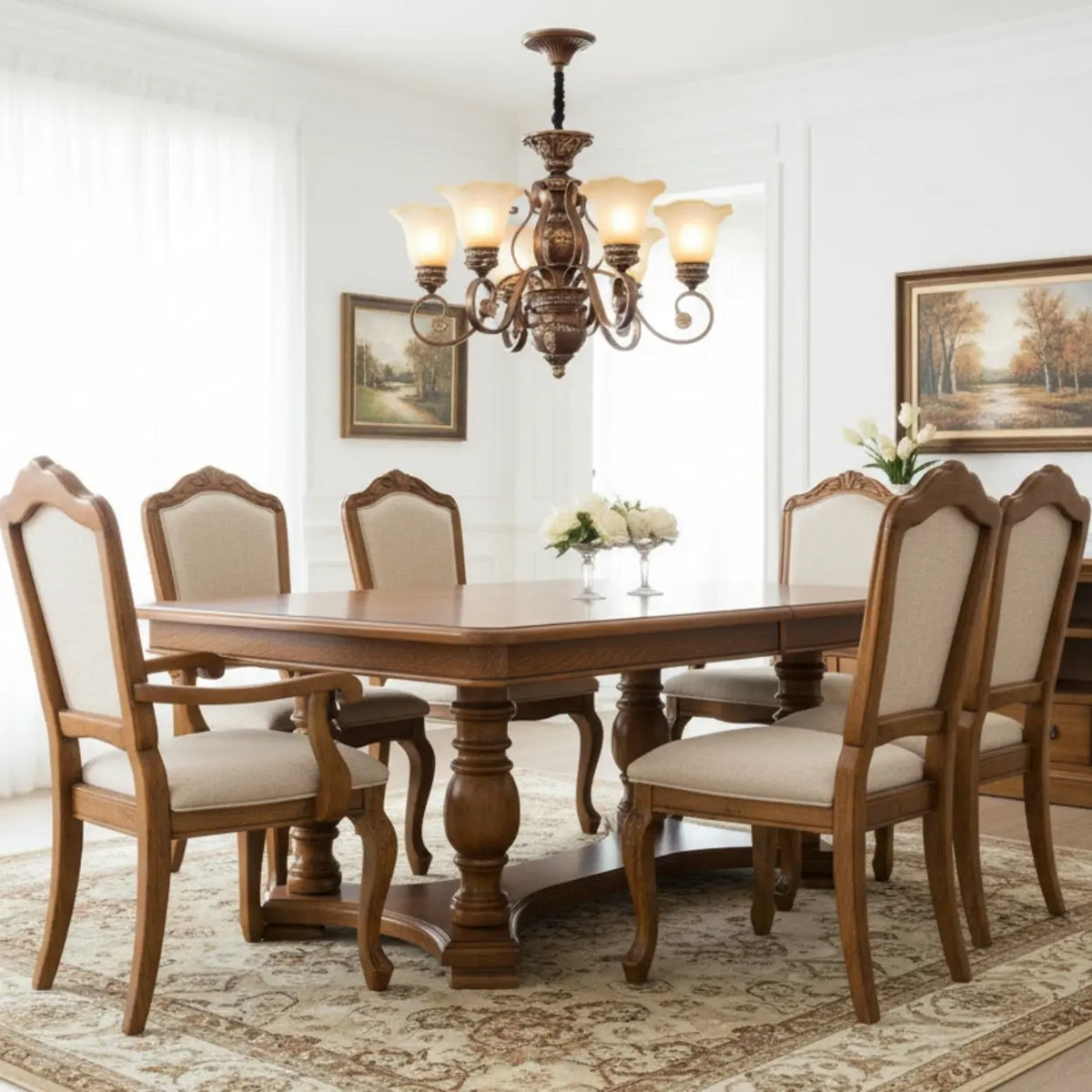 Elegant Antique Bronze Vintage Ceiling Chandelier Image - 4