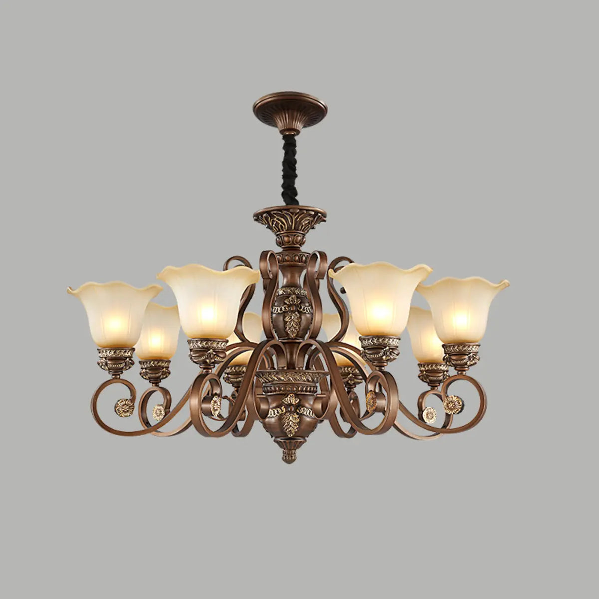 Elegant Antique Bronze Vintage Ceiling Chandelier Image - 9