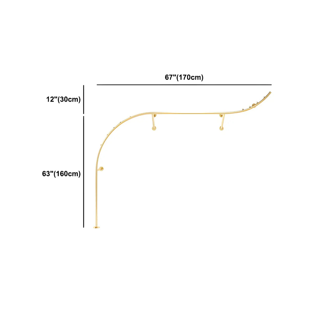 Elegant Arc Metal Gold Large Wall Mounted Coat Rack 