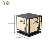 Elegant Bamboo Pattern Square Outdoor Post Table Lamp Image - 17
