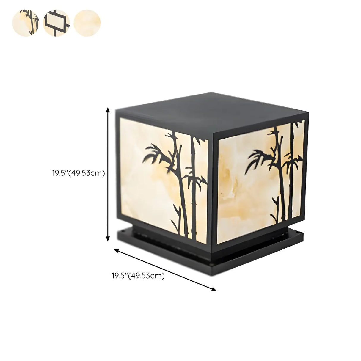 Elegant Bamboo Pattern Square Outdoor Post Table Lamp Image - 19