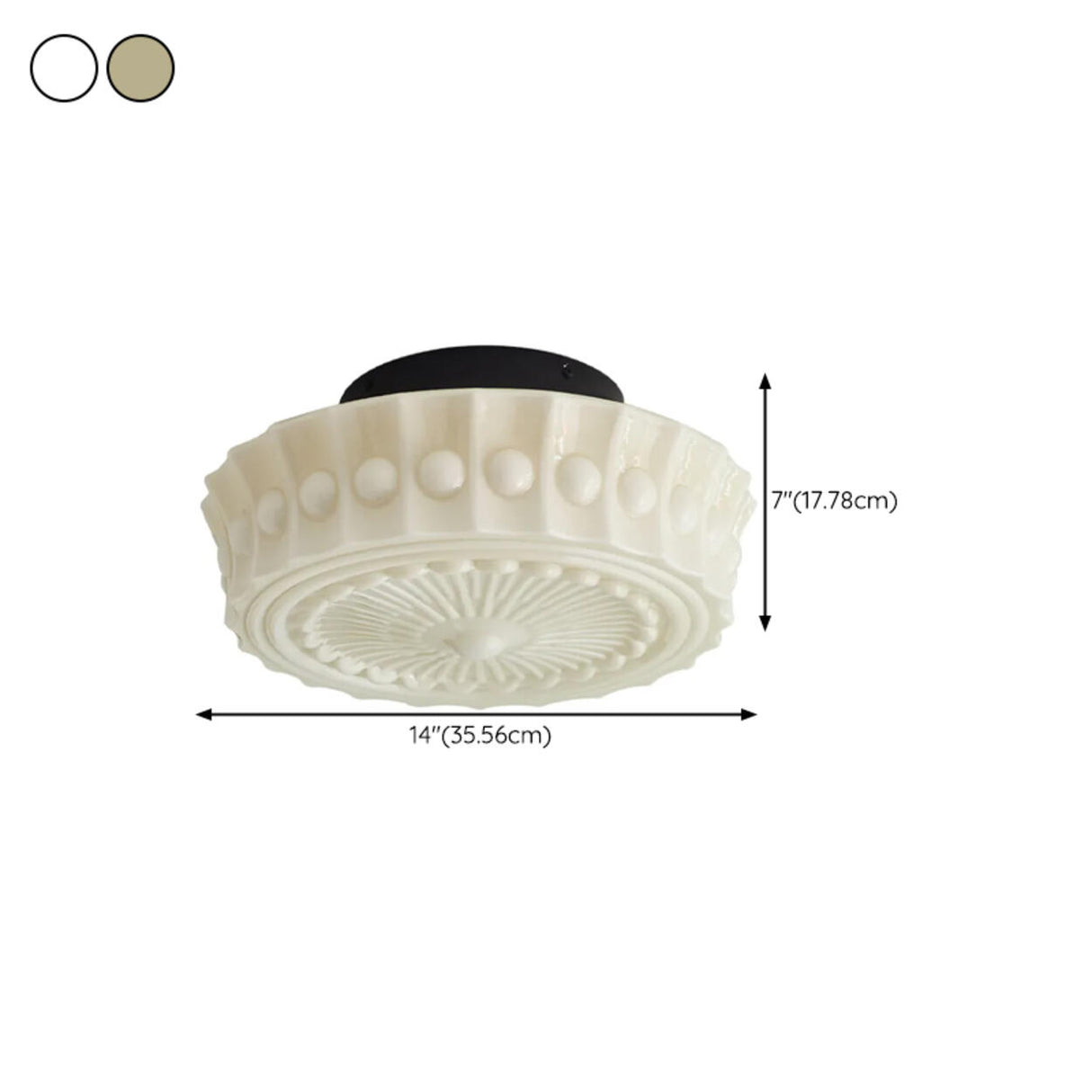 Elegant Beige Texture Drum Semi-Flush Mount Light 