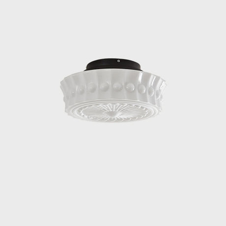 Elegant Beige Texture Drum Semi-Flush Mount Light Image - 2