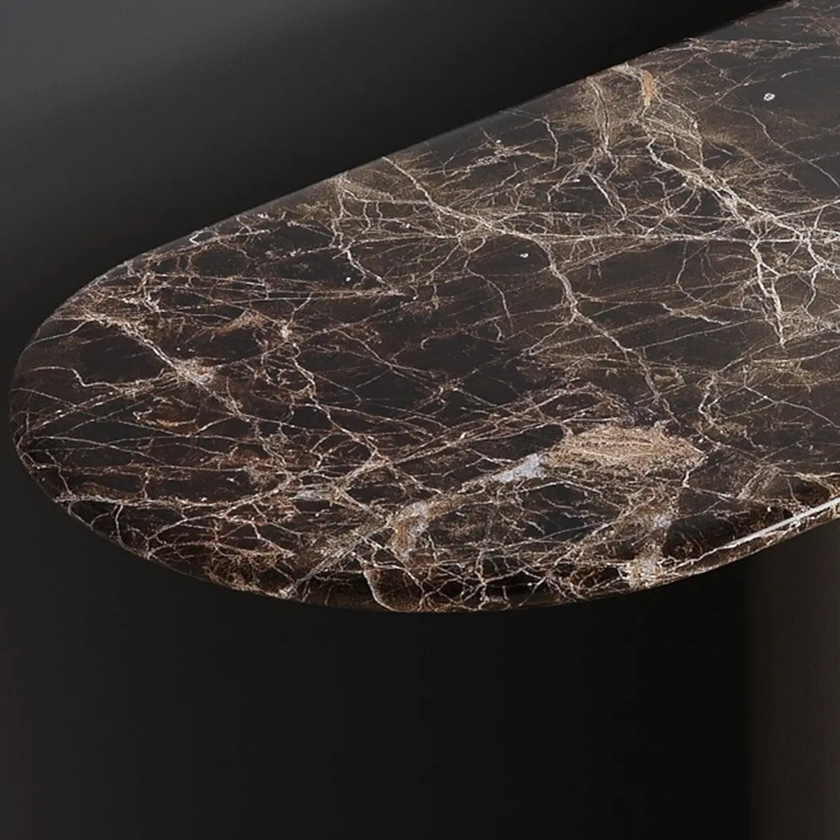 Elegant Black Marble Oval Golden Pedestal Console Table Image - 6