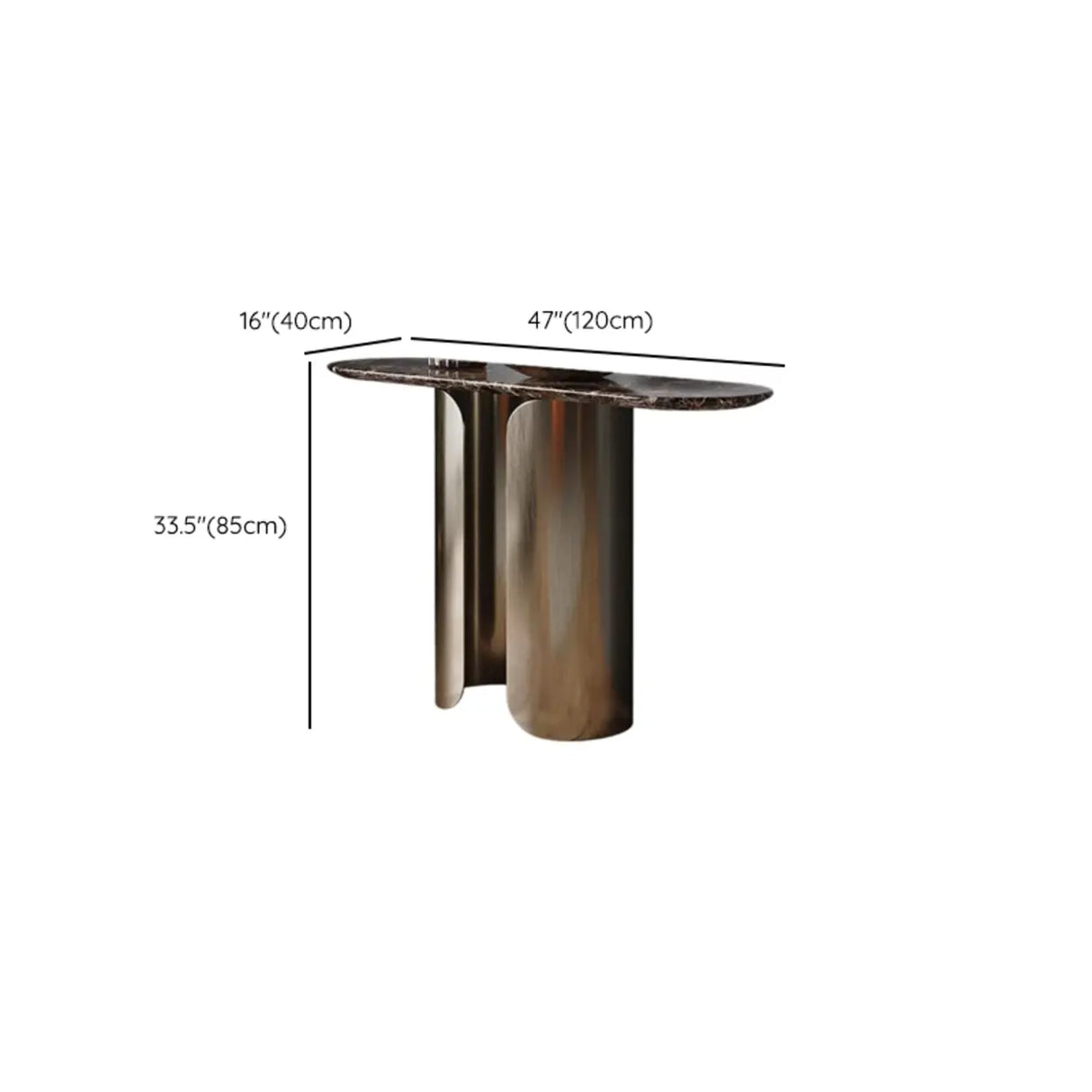 Elegant Black Marble Oval Golden Pedestal Console Table 