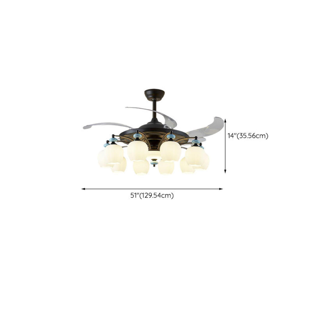 Elegant Black Multi-Light Windmill Ceiling Fan Lights Image - 12