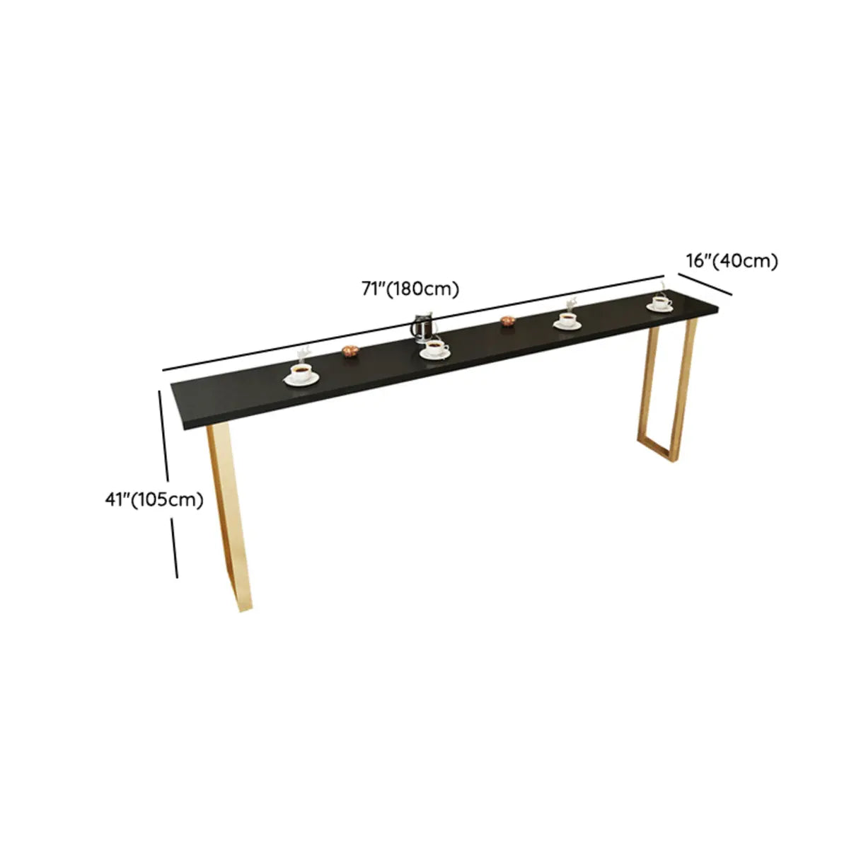 Elegant Black Rectangular Solid Wood Large Dining Bar Table Image - 12