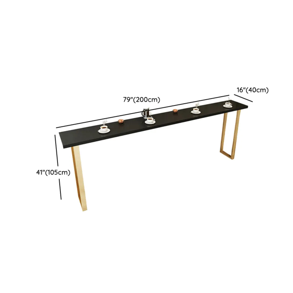 Elegant Black Rectangular Solid Wood Large Dining Bar Table Image - 13