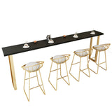 Elegant Black Rectangular Solid Wood Large Dining Bar Table Image - 3