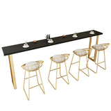 Elegant Black Rectangular Solid Wood Large Dining Bar Table Image - 3