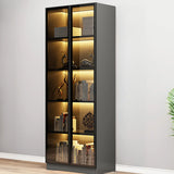 Elegant Black Vertical Glass Door Storage Tall Bookcase Image - 12