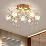 Elegant Blossom Branch Crystal Semi-Flush Mount Light Image - 1