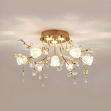 Elegant Blossom Branch Crystal Semi-Flush Mount Light Image - 3