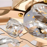Elegant Blue Flower Crystal Semi-Flush Mount Light Image - 11