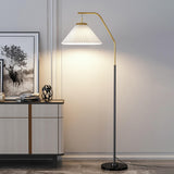 Elegant Brass and Black White Metal Floor Lamp Image - 12
